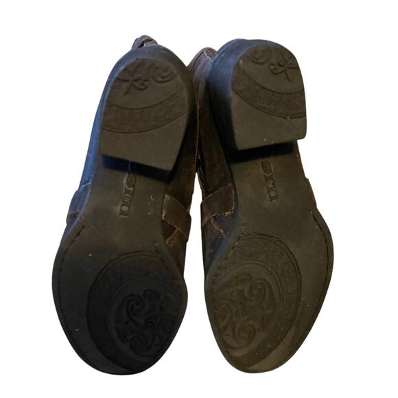 Born Womans 9 Moana Heavy Leather Western Riding Boots Motorcycle Buckle Brown - Picture 11 of 11